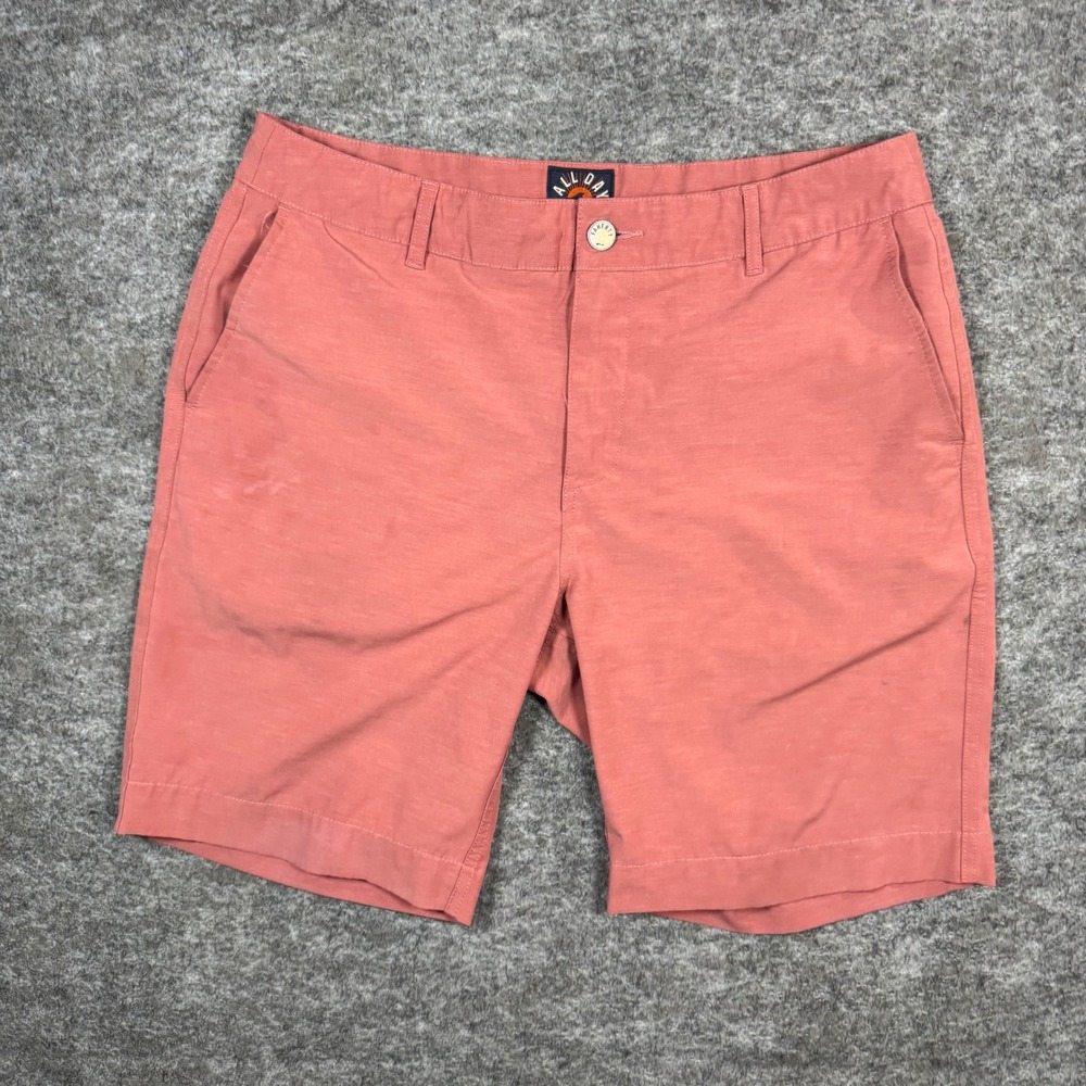 Faherty Belt Loop All Day 9" Shorts Mens 33 Coral Pink Hybrid Performance